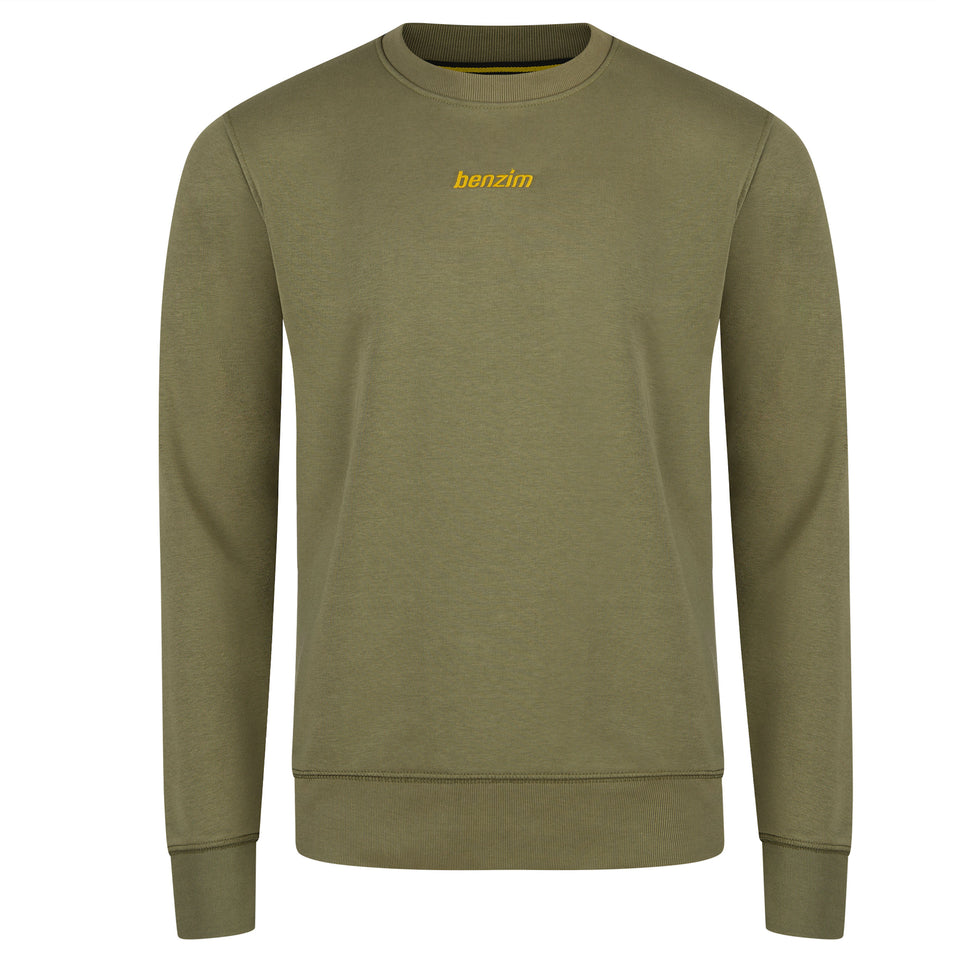 Sweatshirt Farbe Olive für Dirt Bike mit benzim Logo Farbe gelb